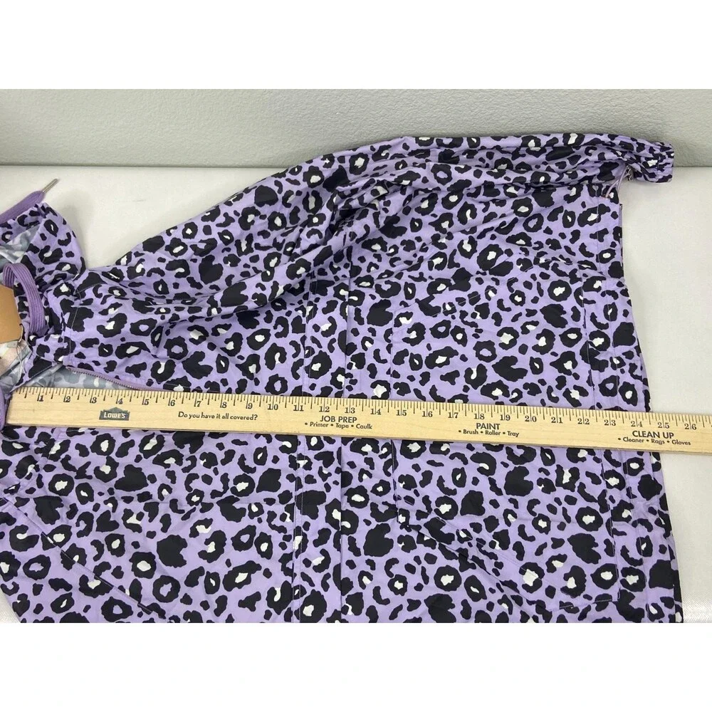 Main Strip Women Small Windbreaker Purple Leopard Print Packable Hooded NWT - Picture 9 of 9